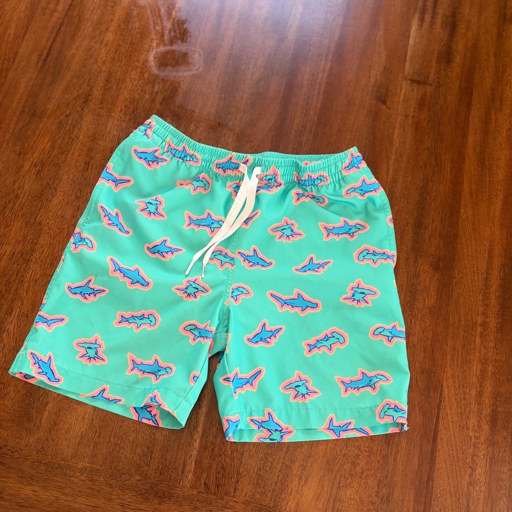 Kids Chubbies Shark Print Swim Trunks